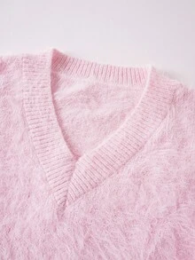 Franclia New Autumn/Winter Casual Loose Korean Style Soft Cute Versatile Elegant Women Pullover Sweater - Pink - View 5