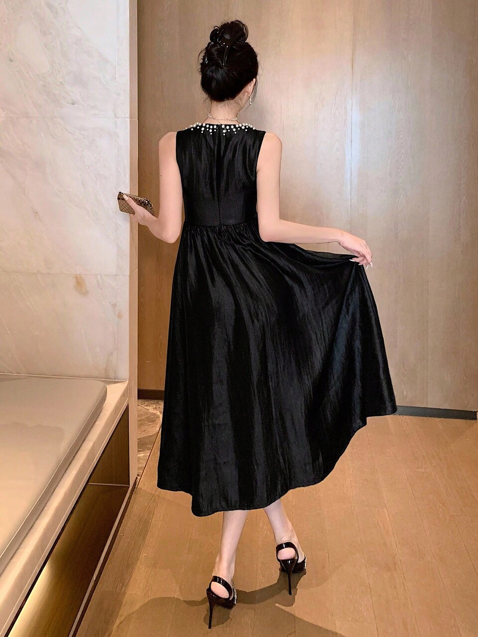 Elegant Party Dress, Round Neck Sleeveless Beaded Long Dress For Women Prom Dress Summer Women Dresses Sundress Cocktail Dress