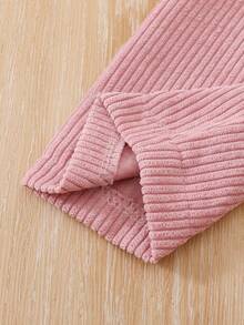 SHEIN Vintaside Kids 女婴时尚灯芯绒蝴蝶结裤，休闲长裤，适合春秋及所有季节 - 彩色 - 查看 6