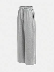 SHEIN 少女浅灰色侧褶运动裤