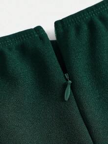 Girlism Teen Girls' Solid Color Sweetheart Neck A-Line Waist Dress - Dark Green - View 5