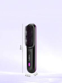 JMMO Cordless Hair Straightener Brush With LCD Display Temperature Adjustable, Portable Mini Straightening Brush For Travel, Negative Ion Hot Comb For Women Styling Hair Styler, Anti-Scald, Ceramic Coating - Black - View 6