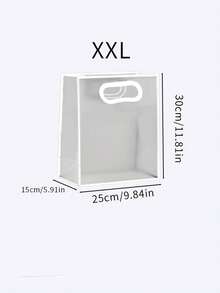 1/5/10个装透明礼品袋，简约镂空提手设计PVC礼品包装袋，适用于派对 - 白色 - 查看 15