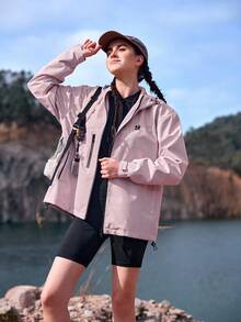 In My Nature 女式花卉印花落肩长袖连帽休闲夹克女式徒步旅行服装