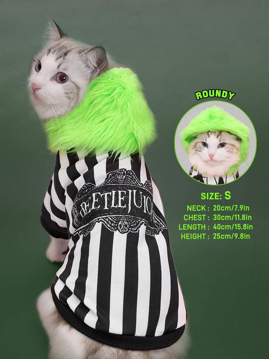 Beetlejuice X SHEIN 1 Set Cartoon Character Pet Collar & Leash Set, Multiple Sizes, Suitable For Cats, Dogs, Goth, Cosplay - Multicolor - View 1