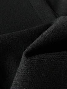 Elamini 复古风格纯色低腰纽扣装饰女士A字裙 - 黑色 - 查看 4