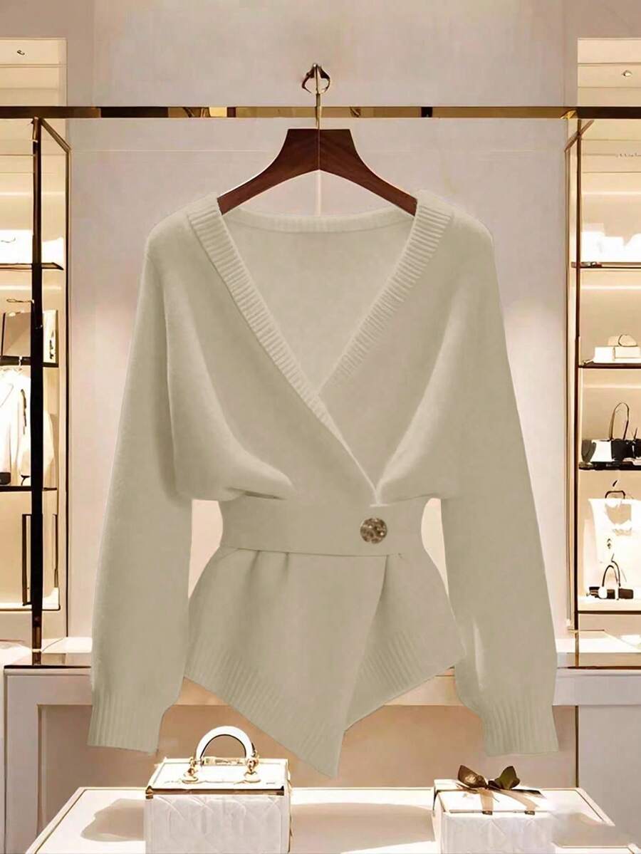 Franclia New Autumn/Winter High-Quality Elegant Versatile Soft White Cardigan For Women