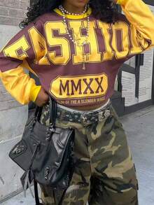 Rovax Áo crop top tay dài cổ tròn dáng rộng thoải mái dành cho nữ - Nhiều màu - Xem 4