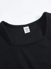 Tween-Mädchen Elegantes schwarzes Kleid mit Laternenärmeln, langen Ärmeln, superweicher Tülltaille und enger Passform, Herbst/Winter