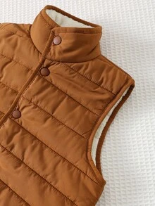 Cozy Pixies 3pcs/Set Young Boy Solid Color Knit Soft Crew Neck Long Sleeve Pullover Sweatshirt, Elastic Waist Jogger Pants, Sleeveless Vest Tan Outfit Kids Boy Clothes Set Winter Boys Autumn Winter Casual Two Piece Set - Multicolor - View 4