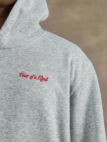 STYNVO Áo hoodie in chữ màu xám đơn giản, có túi dành cho nam, mùa thu - Xám - Xem 5
