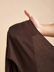 Zivah 2025 Autumn And Winter New Commuting Elegant Casual Vacation Brown Round Neck Sleeveless Long Dress + Asymmetrical Shawl Blouse Women Two Pieces Set, Travel, Commuting, Party, Vacation, Old Money Style, Shopping, Banquet, Elegant, Party, Date,Cozy Fall And Winter Clothes For Women