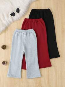 SHEIN Vintaside Kids 少女抽绳腰部宽松运动裤套装，秋冬 - 彩色 - 查看 2