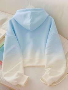 Franclia Embroidered Digital Ombre Minimalist Pullover Hoodie For Women, Autumn/Winter, A Great Gift For Friends