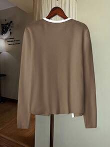 GlowEve 新款时尚简约开衫，百搭欧美时尚针织上衣 - 摩卡棕 - 查看 2