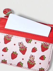 ROMWE Kawaii Monedero y tarjetero con estampado de fresas en todo el diseño - Rosa - Ver 4