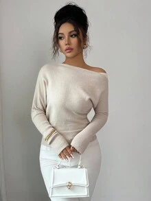 SHEIN Tall Top casual de mujer para otoño/invierno Anneusta, adecuada para vacaciones, Día de la Independencia, Día del Trabajo, Día de Colón, Acción de Gracias, Día de San Valentín, ropa de calle, estilo vintage, escandinavo, grunge, coreano, elegante, versátil, para estudiantes y maestros, estilo gótico, ropa de oficina, casual de negocios, hombros descubiertos, suéter de punto a color block