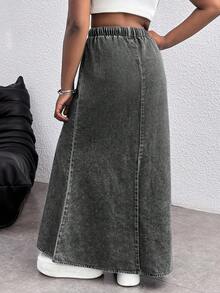Tween Girls Y2k Casual Soft Boho Drawstring Waist Loose Fit Denim Long Skirt ,For Tween Girl Clothes Girls Spring/Summer Clothes ,Beach Outfits For Girls,Streetwear Girls