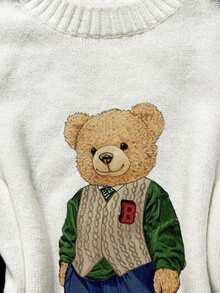 SHEIN EZwear Jersey con estampado de oso para mujer, adecuado para otoño/invierno - Multicolor - Ver 4