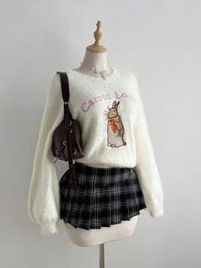 Elamini Cute & Casual Versatile Women Sweater - White - View 4