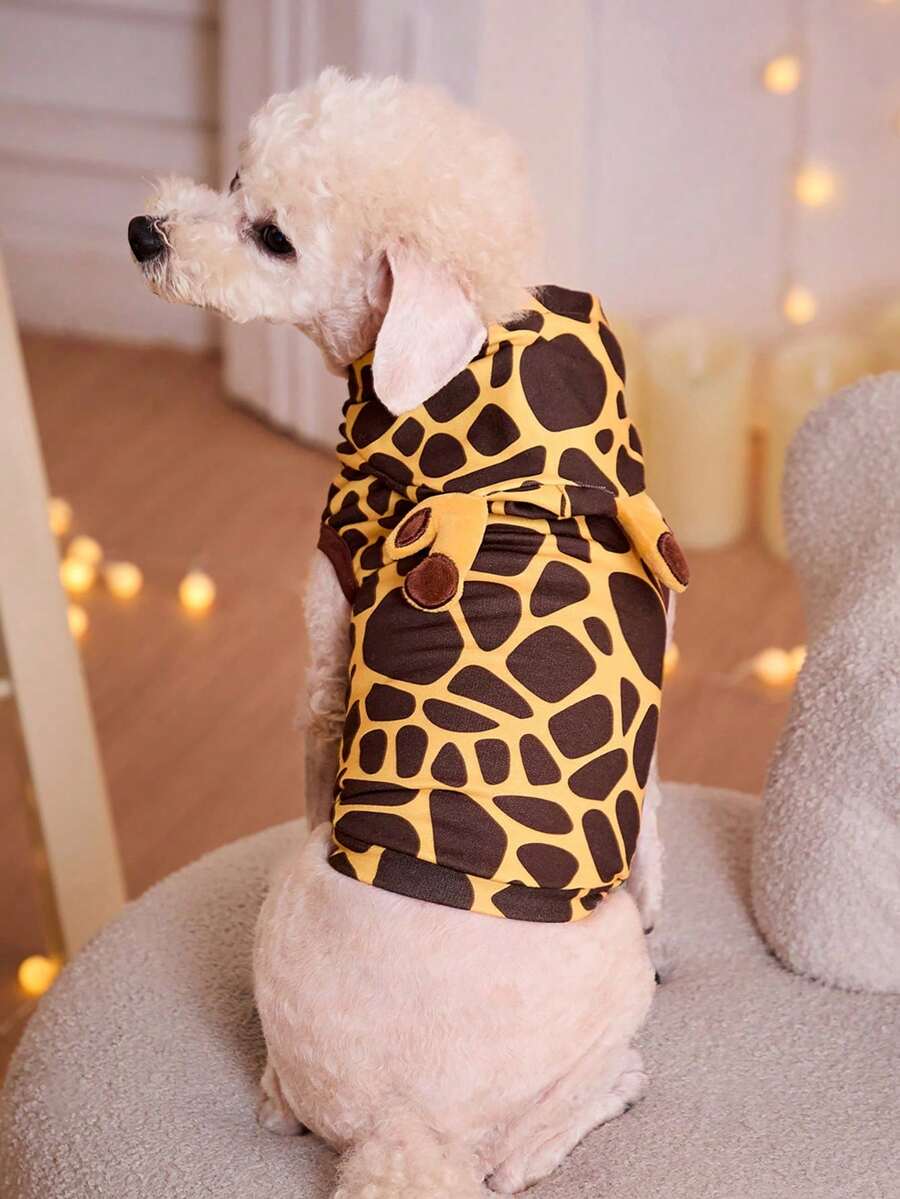 PETSIN 1 件宠物猫狗通用 3D 长颈鹿耳朵可爱卡通运动衫 - 彩色 - 查看 1