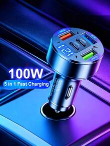 100W 3USB 2Type-C Car Charger Fast Charging PD QC3.0 USB C Car Phone Charger Type C Adapter In Car Compatible With Iphone