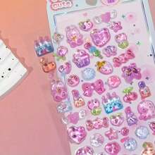 1Pc/2PCS 3D Embossed Stickers - Cute Cat, Dinosaur, Rabbit, Penguin Cartoon Animal Decorative Stickers, DIY Scrapbooking Material