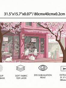 Tấm lót chuột cỡ lớn họa tiết hoa anh đào màu hồng, miếng lót bàn hình mèo anime dễ thương có đế cao su chống trượt, miếng lót bàn chơi game có viền khâu cho PC Gaming - Nhiều màu - Xem 8