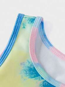 SHEIN Tween 女童扎染印花背心和运动裤套装、瑜伽服、贴肤健身服