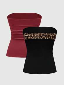 ROMWE Grunge Punk Sexy Multi-Piece Black & White Solid Color Crop Top For Women - Multicolor - View 2