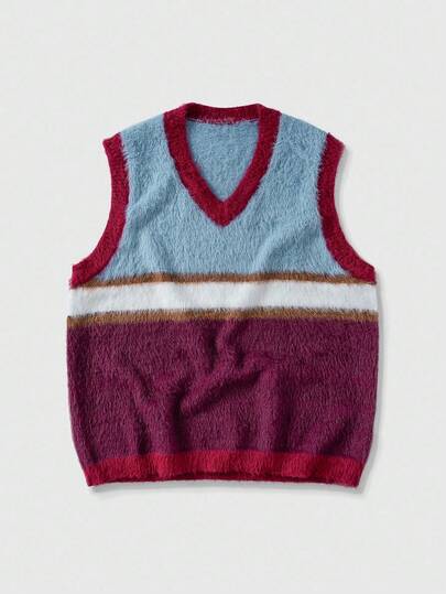 Street Life Chaleco de punto holgado y versátil con cuello en V para hombre, otoño/invierno