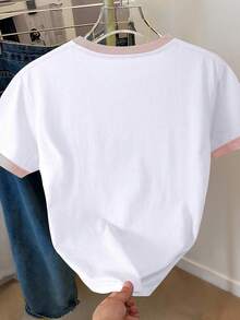 SHEIN 女式休闲度假风格 Mount Graphic Ringer 短袖 T 恤 - 白色 - 查看 2