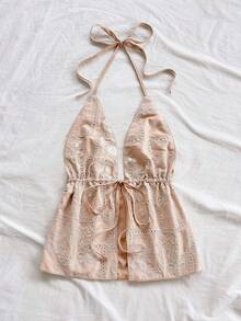 Soleia 女士度假性感浪漫佩斯利亮片刺绣纹理面料露背吊带背心，适合派对、晚宴、浪漫约会、海滩度假、夏季、假日约会、下午茶、婚礼季、海滩邮轮度假等场合。 - 白色 - 查看 6