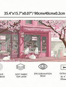 Tấm lót chuột cỡ lớn họa tiết hoa anh đào màu hồng, miếng lót bàn hình mèo anime dễ thương có đế cao su chống trượt, miếng lót bàn chơi game có viền khâu cho PC Gaming - Nhiều màu - Xem 2