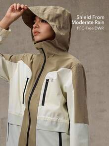 OutZeal Women Shell Jacket Hiking Camping Water-Resistant Windproof Drawstring Waist Multi Pocket Hooded Coat Outdoor Jacket Spring Fall - Multicolor - View 2