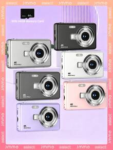 JMMO 1 Pc Q12 Digital Camera With 64G Memory Card,50 Million Pixels 2.4-Inch Screen Portable Camera, Rechargeable Camera CCD & Multiple Filter Modes. Portable Anti-Shake Smart Zoom Digital Camera For Outdoor