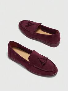 CUCCOO BIZCHIC Mocassini casual comodi  bordeaux con frange, adatti per pendolarismo, attività all'aperto, viaggi, shopping, lavoro, uso quotidiano