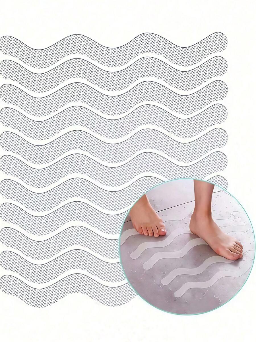 24pcs Anti Slip Shower Stickers Bathroom Anti-Slip Strip Peva Transparent Bathtub Anti-Slip Sticker Tape For Bathroom Tub Floor And Shower - Clear - View 1