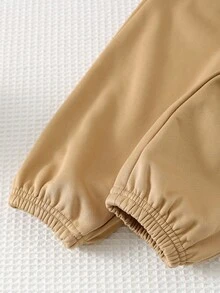 Cozy Pixies 3pcs/Set Young Boy Solid Color Knit Soft Crew Neck Long Sleeve Pullover Sweatshirt, Elastic Waist Jogger Pants, Sleeveless Vest Tan Outfit Kids Boy Clothes Set Winter Boys Autumn Winter Casual Two Piece Set - Multicolor - View 8