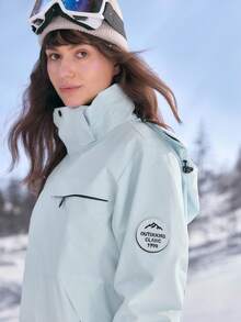 In My Nature 女士字母印花长袖休闲连帽户外风衣夹克 - 淺藍色 - 查看 1