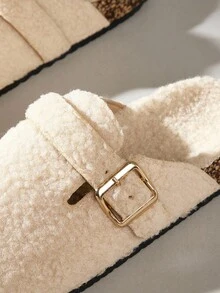 Solecia CUCCOO 女士休闲百搭毛绒圆头平底拖鞋 - 米色 - 查看 5