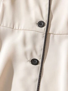 GlowEve CURVE 大码女式 V 领法式商务优雅长袖白色撞色黑色饰边长袖休闲中长连衣裙，适合通勤，秋冬 - 白色 - 查看 4