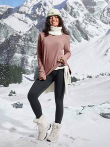 In My Nature 女士户外 T 恤和背心，纯色长袖，简约时尚休闲日常穿着