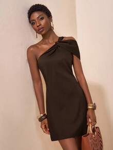 Zivah 2025 Sommer Neues Musik Festival Ostern Muttertag Hochzeitssaison Hochzeit Geburtstags Party Alltag Lässig Urlaub Kreuzfahrt Strand Sonnenbaden Viral Elegantes Leinengemisch Schulterfreies Bodycon Braun Kleid