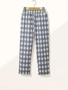 SHEIN Casuvi Kids 青少年男孩松紧腰格子口袋宽松休闲裤
