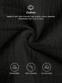 SHEIN LUNE Women's Casual Comfortable Cotton Elastic Waist Shorts, Suitable For Daily Leisure And Retro Outfits, Summer - Black - View 8