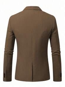 Manfinity Mode 男士区间染口袋单排扣西装外套 男士棕色西装外套 男士棕色西装 男士时尚西装外套 优雅男士西装外套 男士正装西装外套