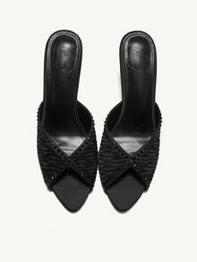 CUCCOO CHICEST Women's Pointed Toe Minimalist High Heel Sandals For Christmas - Black - View 4