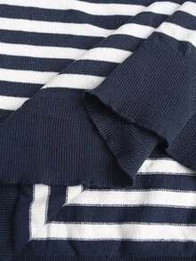 Manfinity CityGents Men's Crew Neck Raglan Long Sleeve Striped Fashionable Versatile Casual Knit Pullover Sweater, For Fall Winter