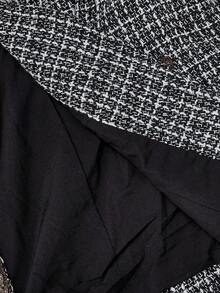 SHEIN MOD Plus Size 2-Piece Women's Tweed Color-Blocked Button Set, Long Skirt Suit, Women's Solid Color Long-Sleeved Single-Breasted Elegant Tweed Blazer, Autumn And Winter Clothes, Polished Silver Button Dec, Tweed Two Piece Set, Office Outfits For Women Set, Tweed Dresses For Women, Classic Outfits For Women, - Black and White - View 14